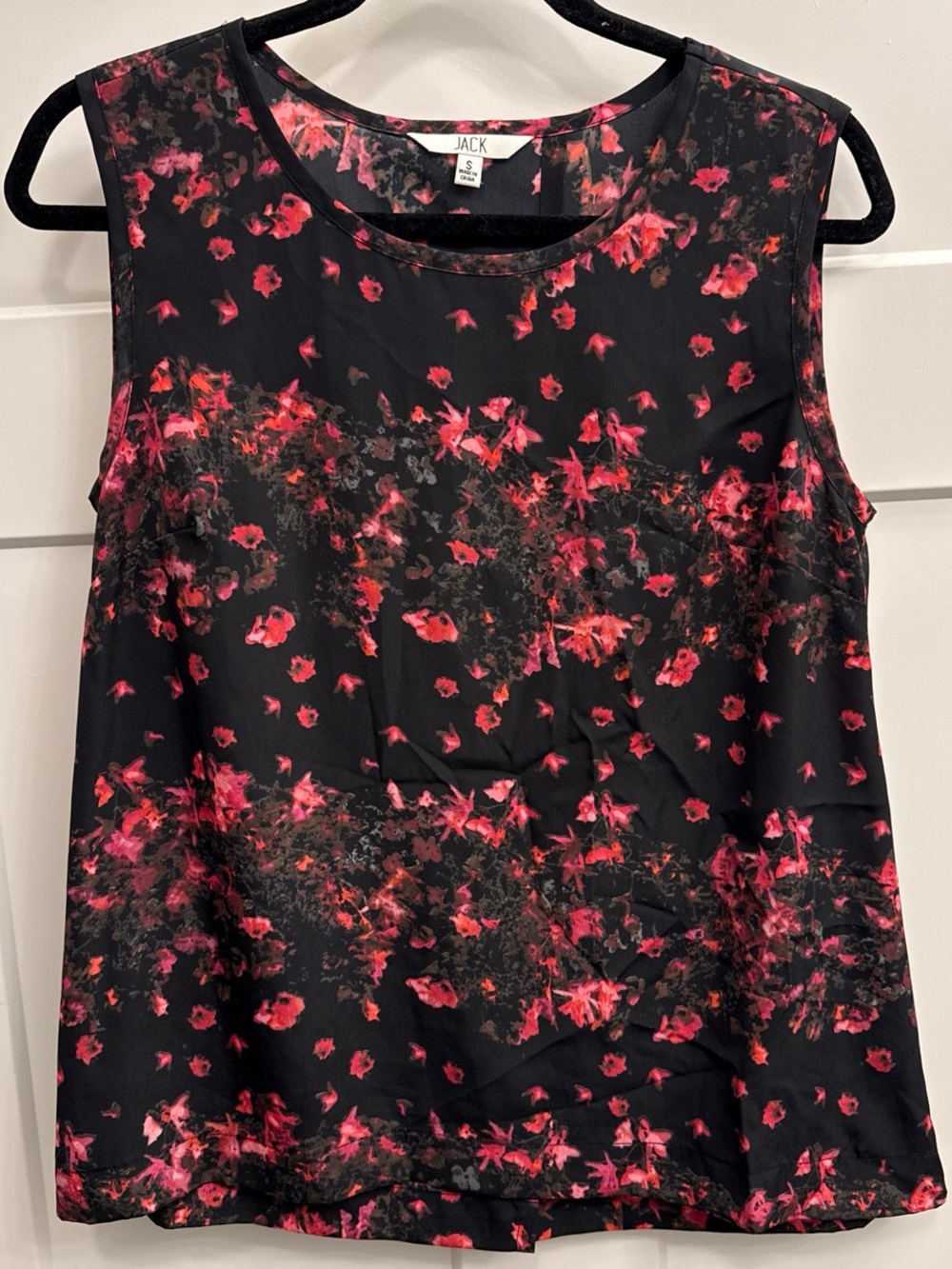 Jack by BB Dakota black floral camisole with pink and red blooms